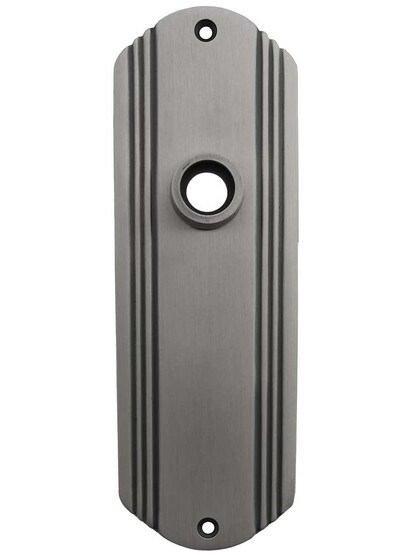 Streamline Deco Forged-Brass Back Plate - No Keyhole in Antique Pewter.